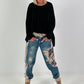 Oversized Shirt stone washed - schwarz