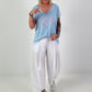 T-Shirt with Statement Print - light blue