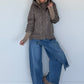 Jacke mit Strickarm und Kapuze - taupe