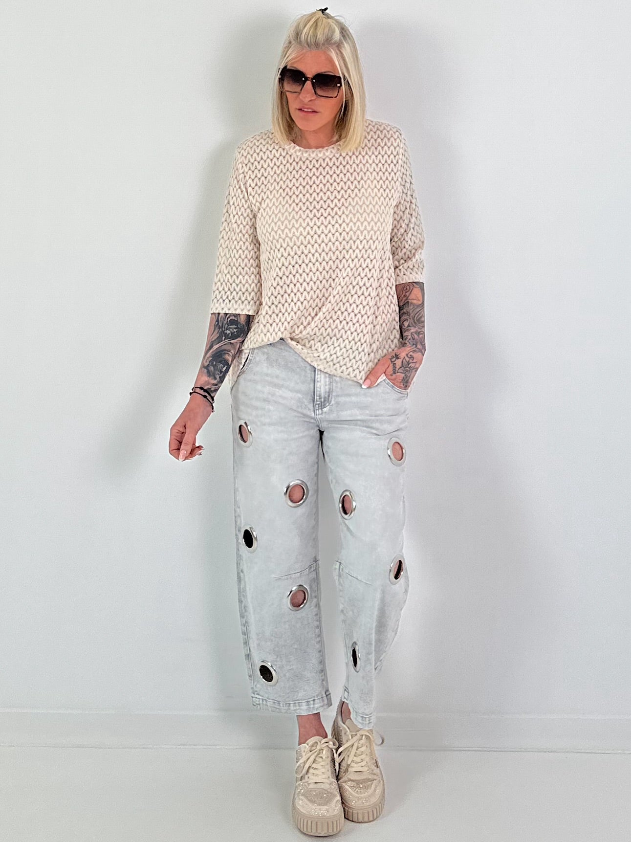 T-shirt with half sleeves - beige