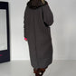 Coat in teddy curl look with neon accents - anthracite