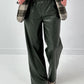 Leather-look trousers, model "Smooth Faux" - olive