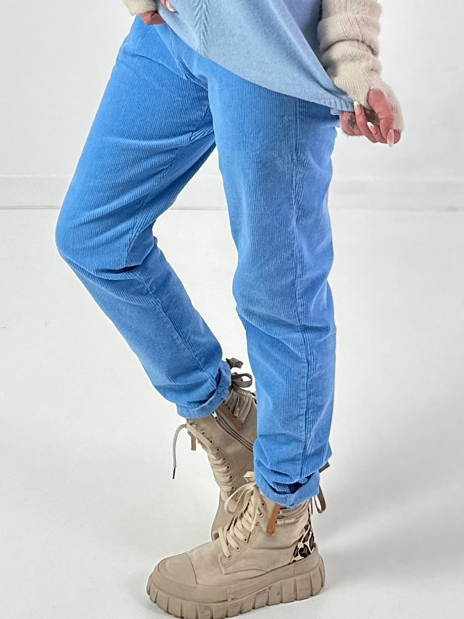 Corduroy trousers, model "Easy Fit" - blue