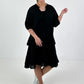 Kleid mit Unterziehtop und Volants - schwarz