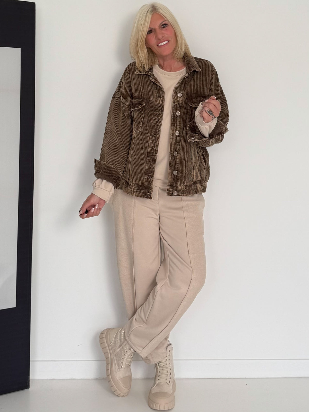 Oversized Cordjacke - coffee