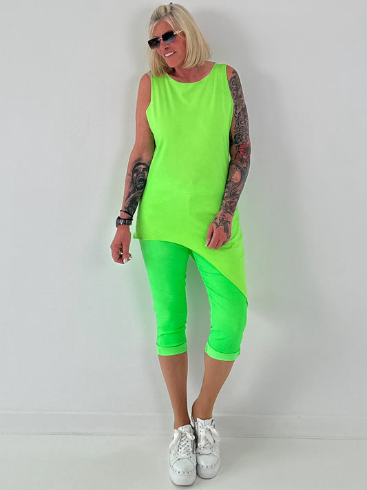 Long Top asymmetrisch - neongrün
