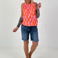 Halter Neck Top with Allover Pattern - orange-pink