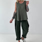Grobes Leinen/Baumwoll Top - oliv