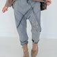 Sweat Baggy mit Strassapplikation - grau