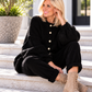 Kuschelige Oversized Strickjacke mit Außennähten - schwarz