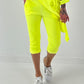 Capri Hose mit Bindeband - neongelb