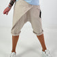Kurze Baggy mit kleinen Ösen-Details - beige