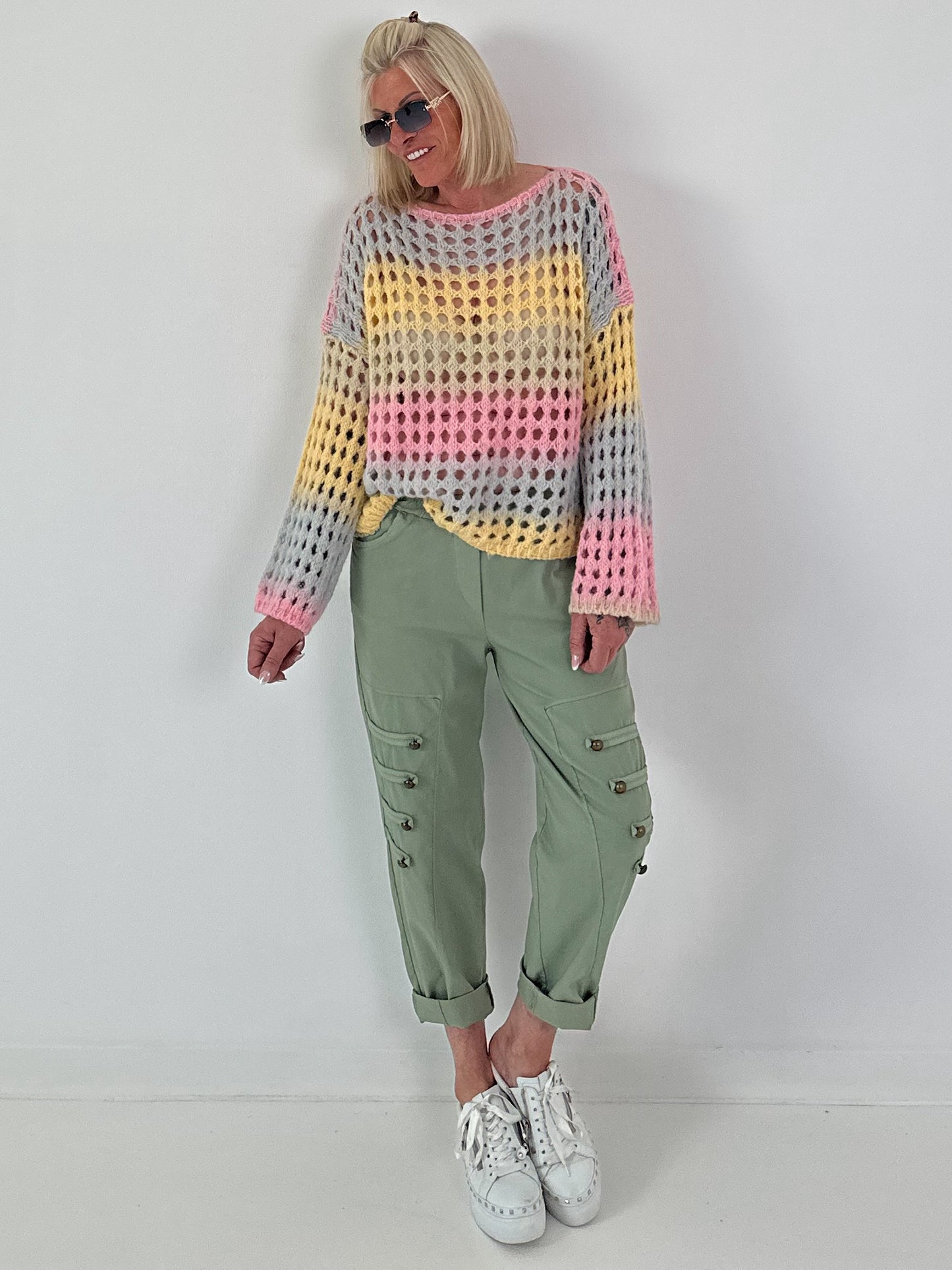 Grobstrickpullover mit Farbverlauf  - mehrfarbig