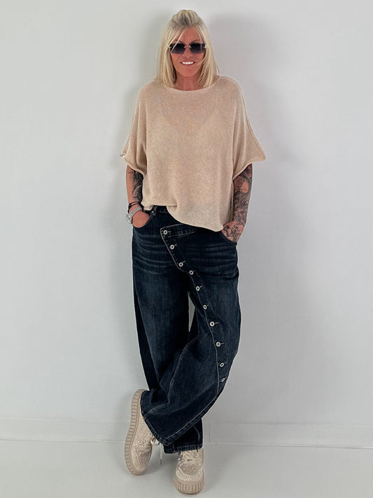 Lichte trui met korte mouw - beige