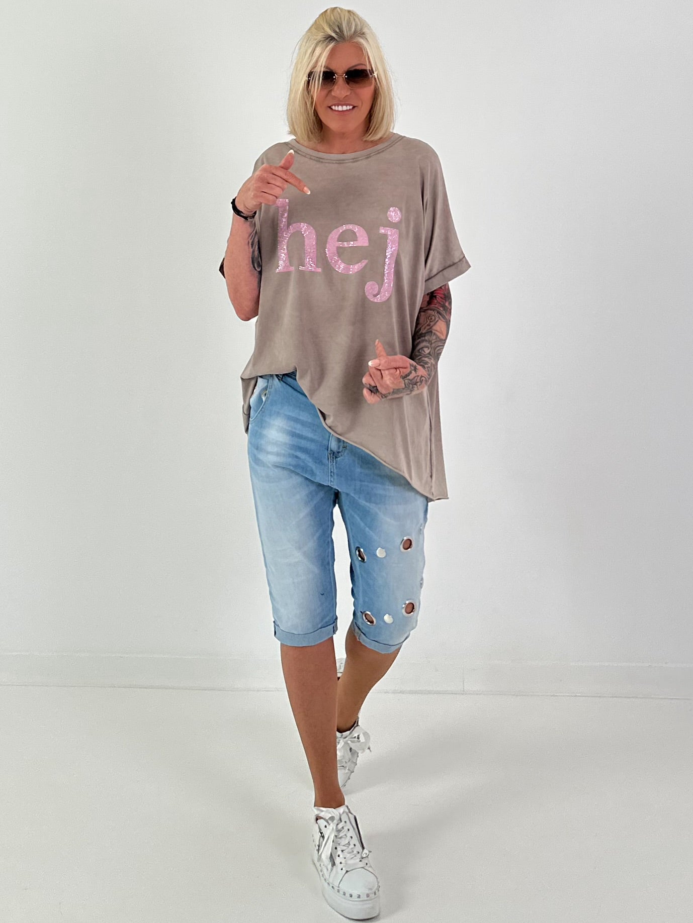 T-shirt Hej - taupe