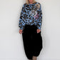 Sweater in all-over leopard print with rhinestone and glitter smileys - light blue-multicolored