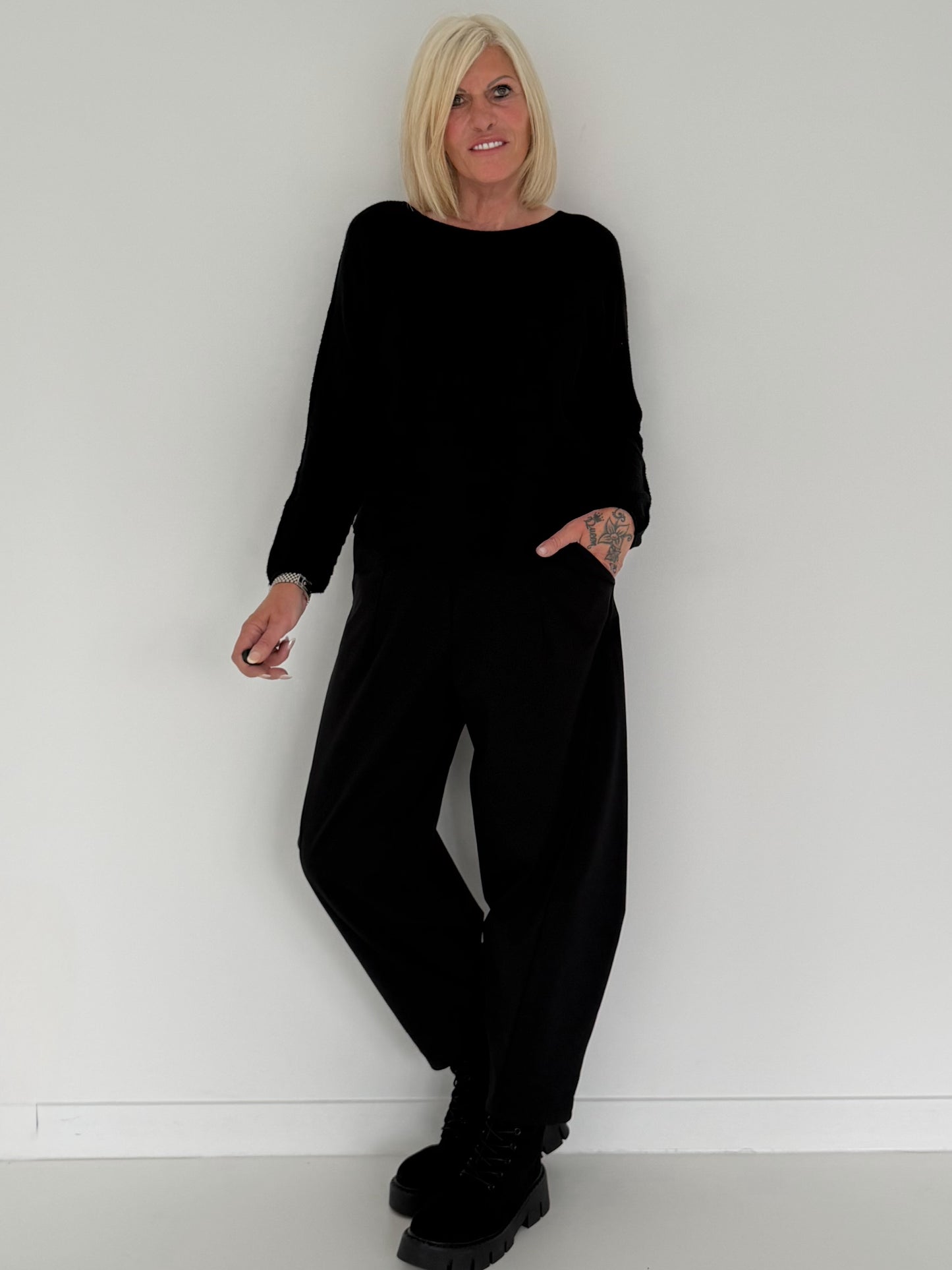 Weicher Basic Pullover - schwarz