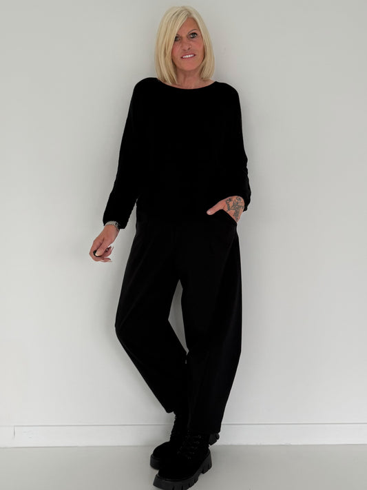 Weicher Basic Pullover - schwarz