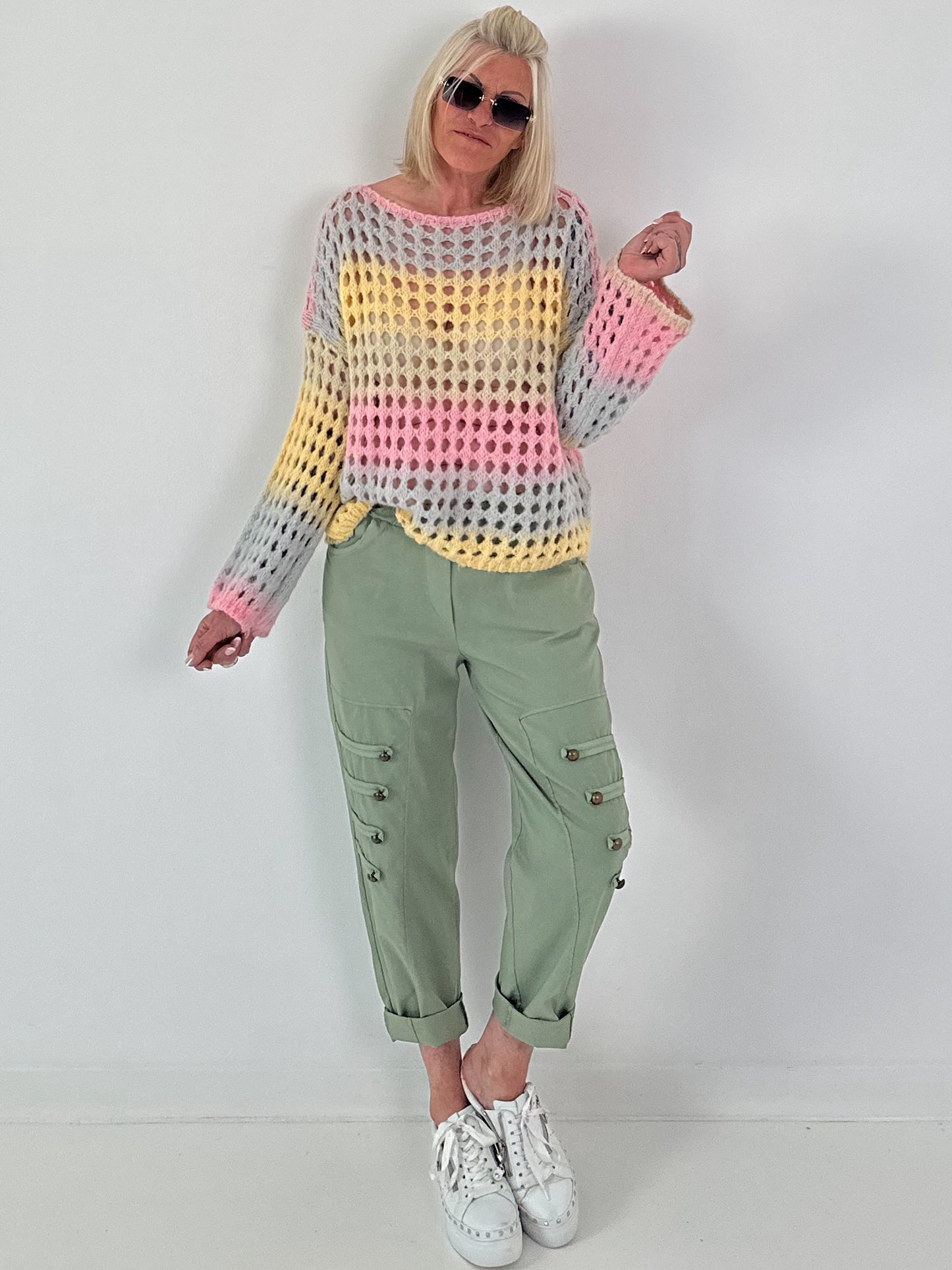 Grobstrickpullover mit Farbverlauf  - mehrfarbig