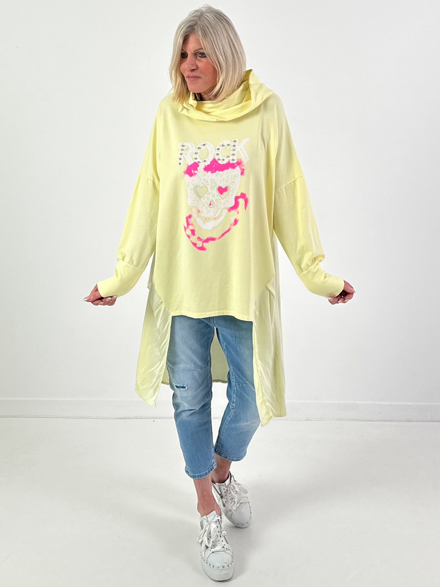 Hoodie Modell "Sparkle Skull" - gelb