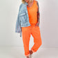 Top mit Nieten - neonorange