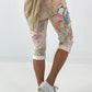Capri Hose mit Allover-Print - gelb-beige-mehrfarbig