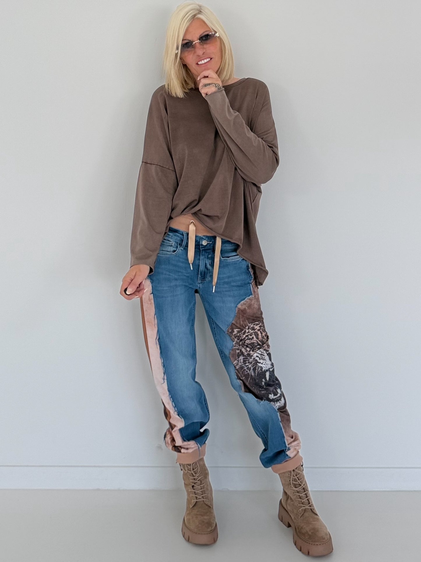 Oversized Shirt stone washed - schoko