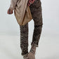 Hose mit elastischem Bund und Leo-Print - leo-taupe