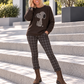 Pullover mit Strass-Cartoon-Motiv - mokka