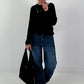 Knitted jumper with cut-out - black