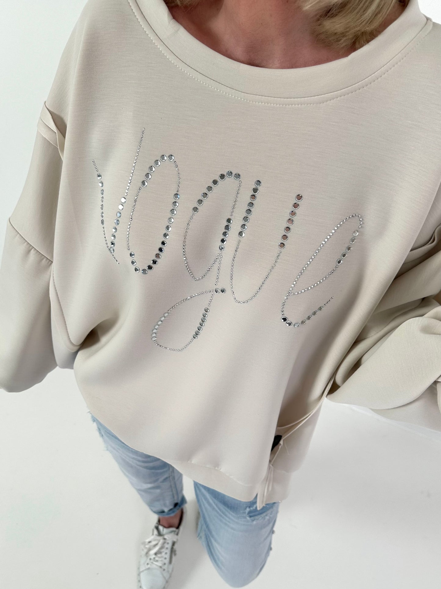 Sweater mit Schriftzug - beige