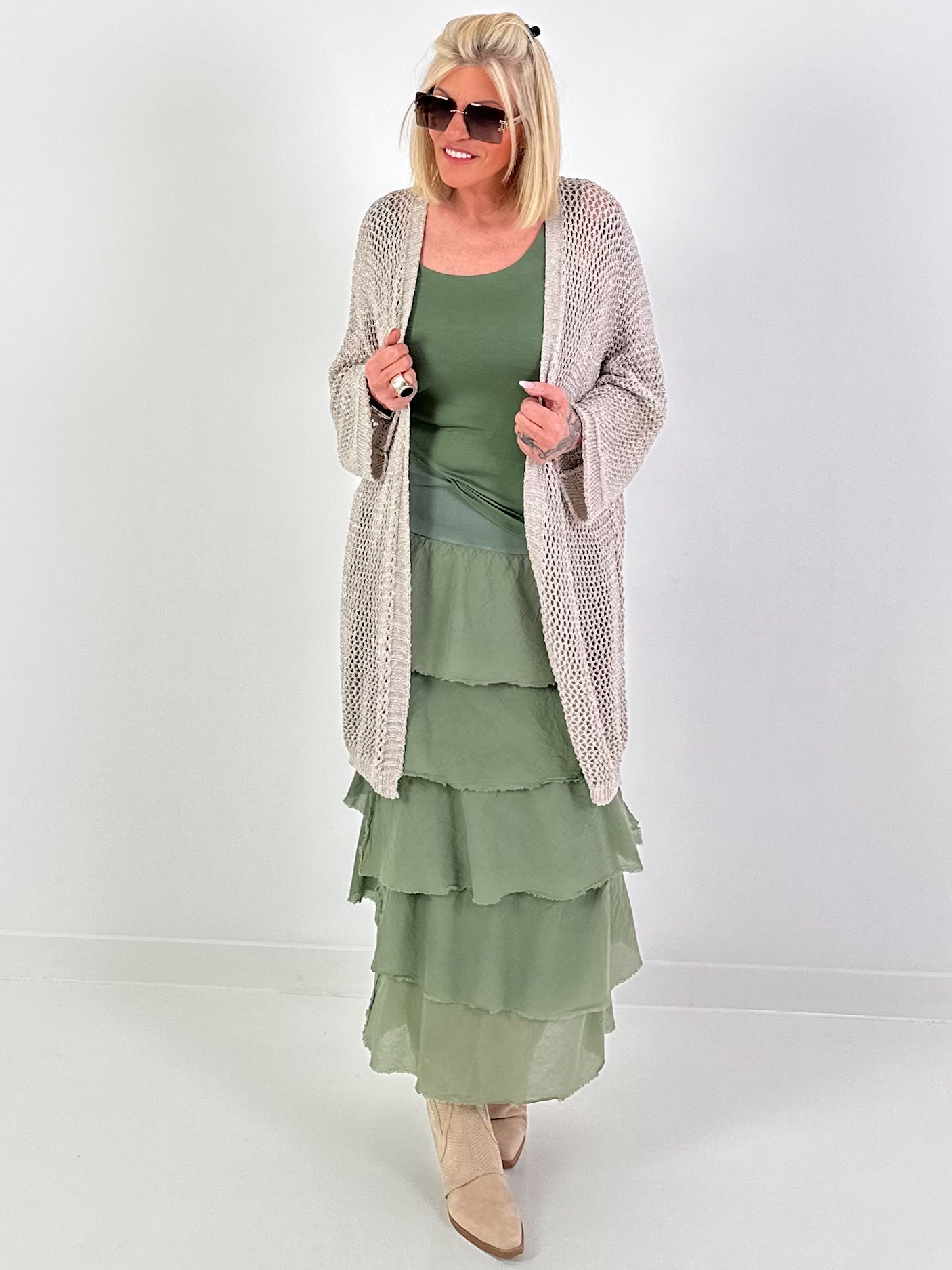 Crochet jacket with Lurex - beige