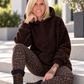 Hoodie in Teddy-Curl-Optik - mokka