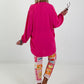 Lange blouse met strikband - roze