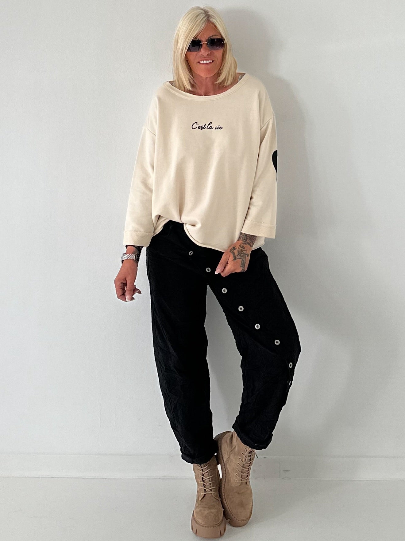 Sweater Cèst la vie - creme