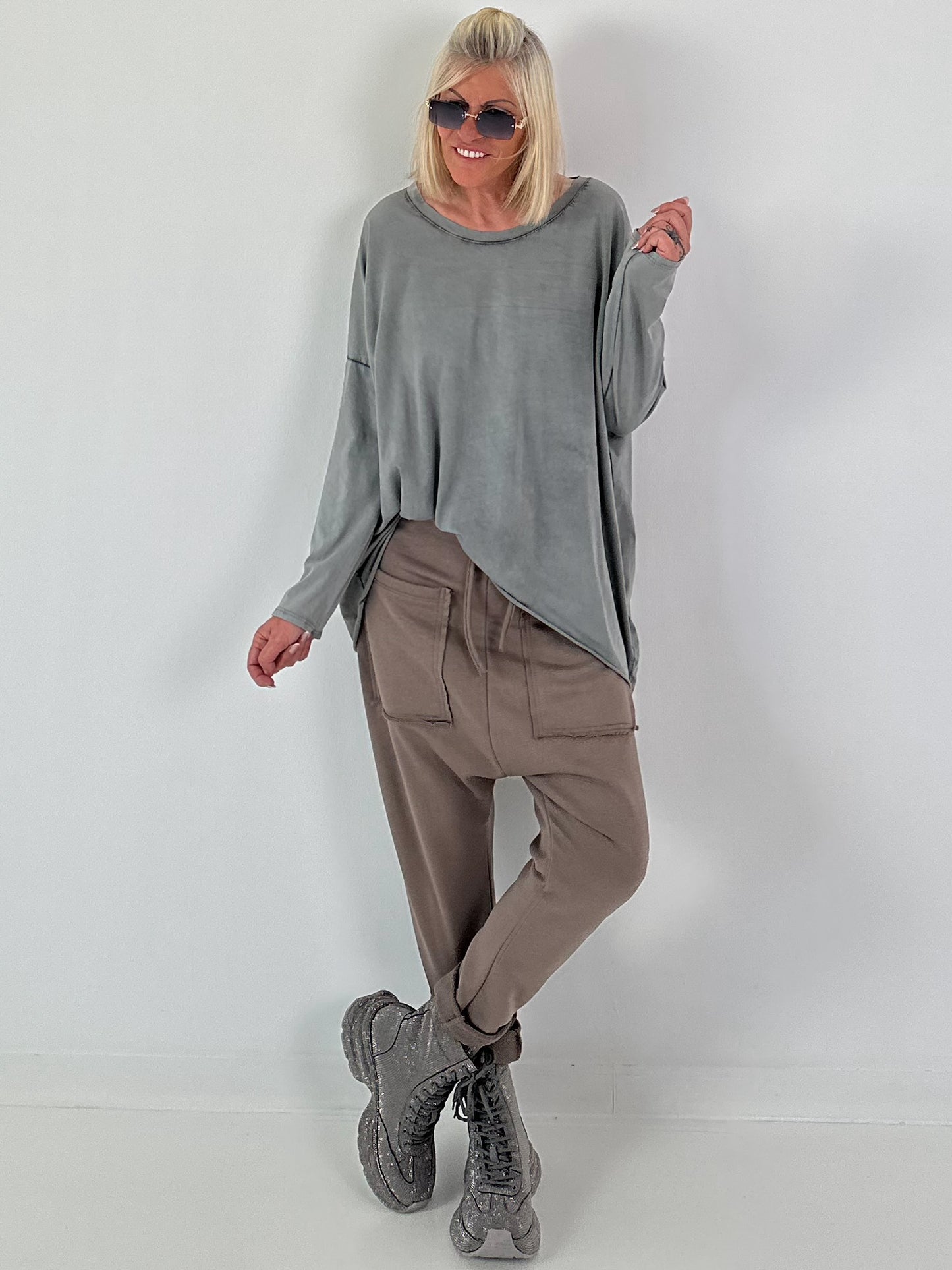 Oversized Shirt stone washed - grau ( lieferbar ab ca. 16.07.26)