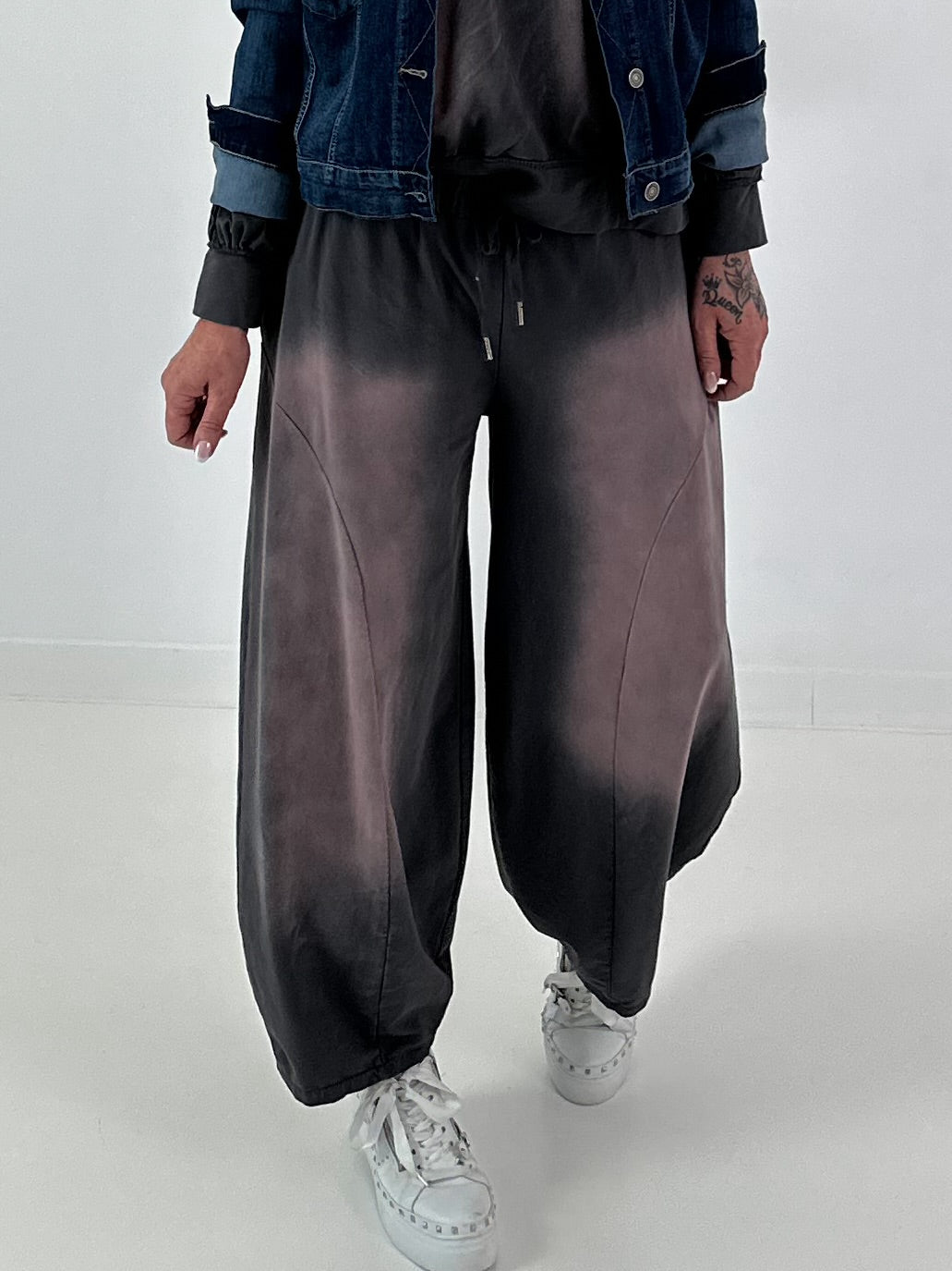 Lässige Sweat Ballonhose im Used-Look - anthrazit