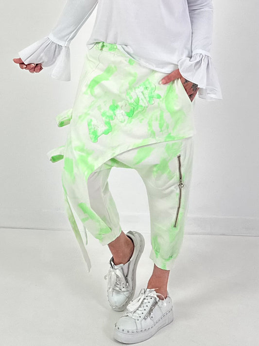 Batik-Baggy Amour - weiss-neongrün