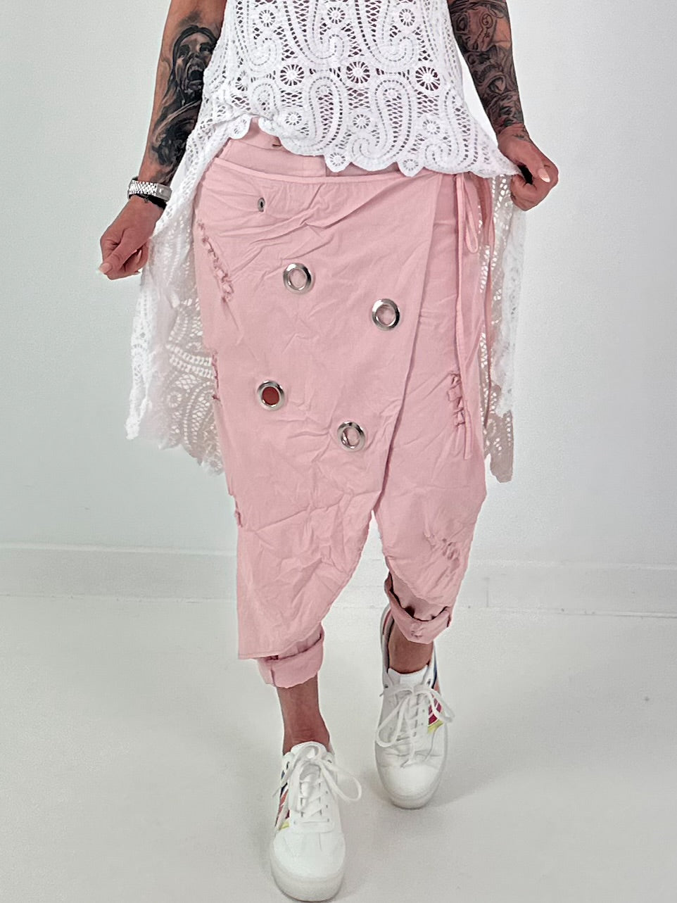 Stylische Hose im Knit-Look - rosa