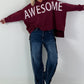 Oversized Hoodie Awesome - burgundy