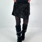 Shorts with overlay and sequins, model "Glam Motion" - black