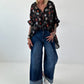 Lightweight oversized patterned blouse - black-multi-coloured