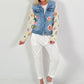Denim jacket with crocheted sleeves - denim