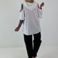 Hoodie Shirt mit Cut Out Shoulder - weiss