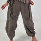 Balloon Linen Trousers with Fringe Details - taupe