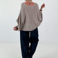 Oversized Pullover mit raffinierten Details - taupe