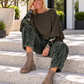 Sweater with turned-up sleeves - olive
