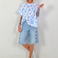 Floral Print Sweatshirt - white-light blue