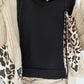 Oversized grofgebreide hoodie met sweat-inzetstuk - zwart-beige
