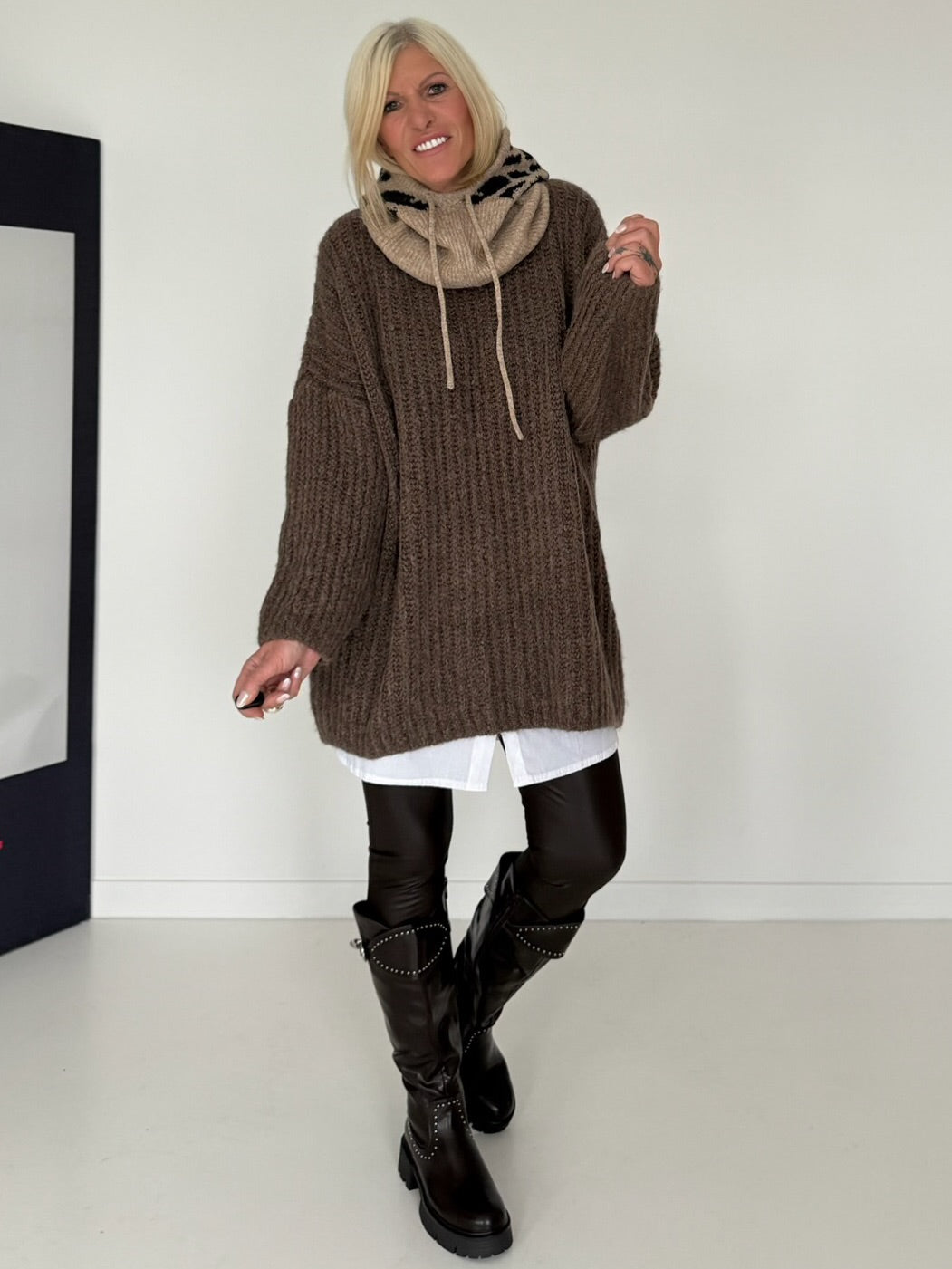 Rippstrickpullover - taupe